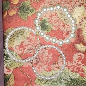 Faux Pearl Hoop Earrings + Bracelet